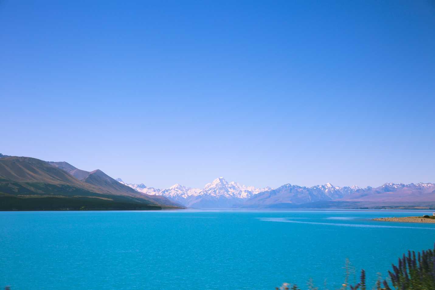 Mount Cook and the cyan blue water