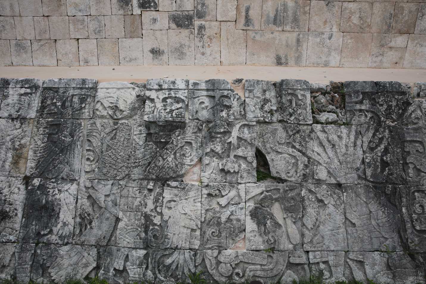 Etchings at the Great Ball court at Chichen Itza