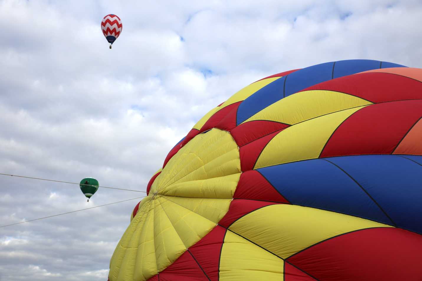 Hot air balloon being filled with air