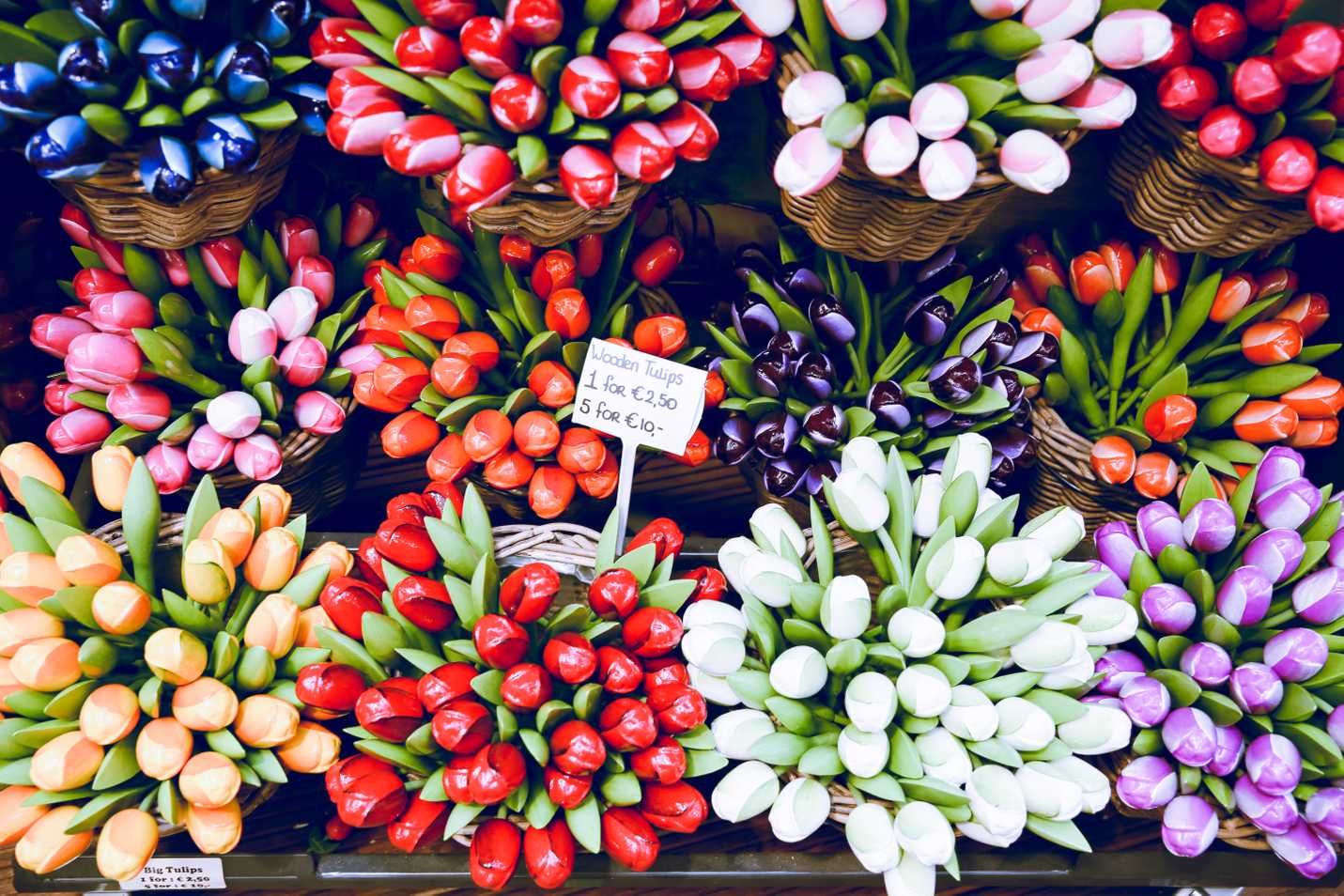 Wooden tulips at Bloemenmarkt